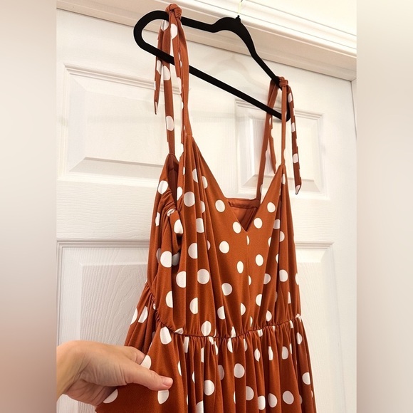 Torrid Mini Studio Knit Skater Dress Mauve Brown Polka Dot sz 3X - Picture 7 of 10